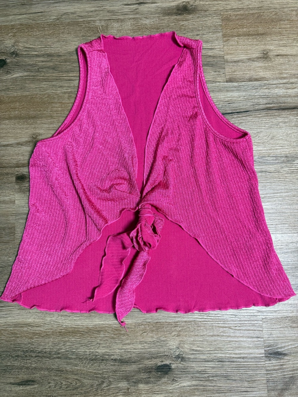SHEIN Hot Pink Tie-Front Ribbed Camisole